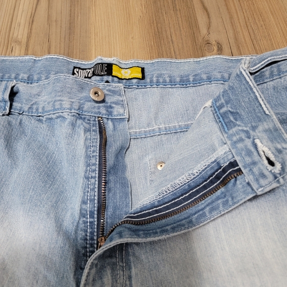 Vintage Y2K Southpole Jean Shorts Mens 40 Baggy Loose Checkered Blue Faded - Picture 5 of 9